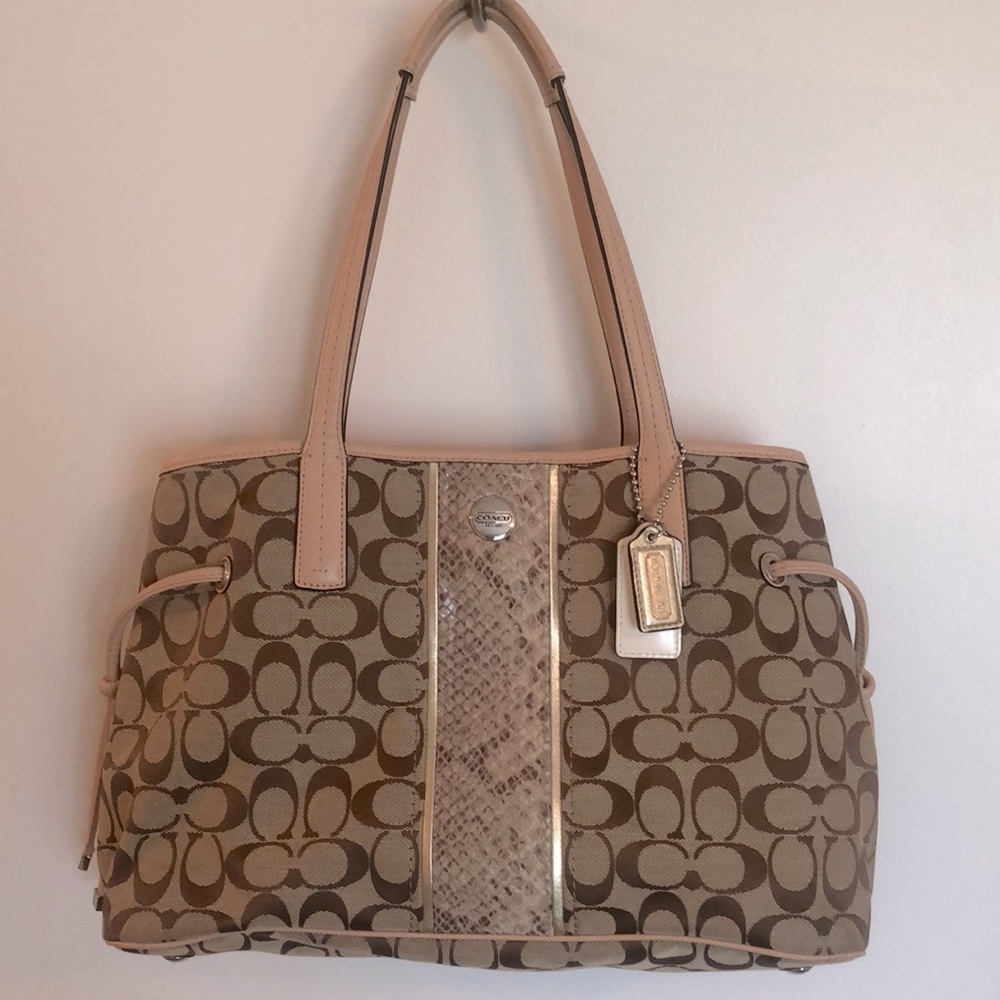Coach Brown and Tan Tote Bag